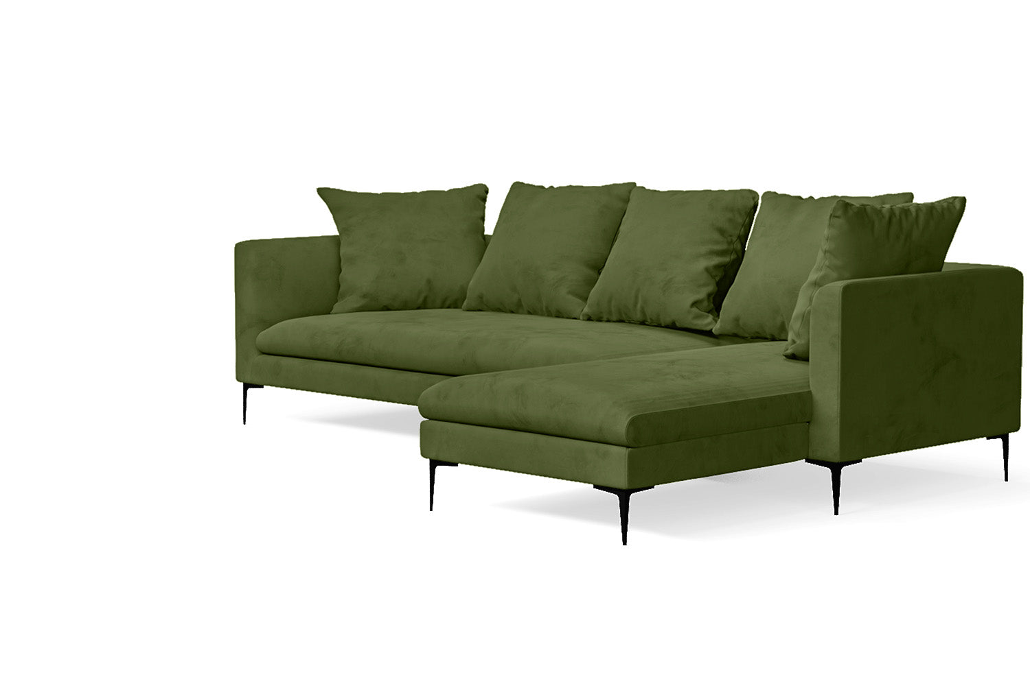 Aprilia 3 Seater Right Hand Facing Chaise Lounge Corner Sofa Lime Velvet