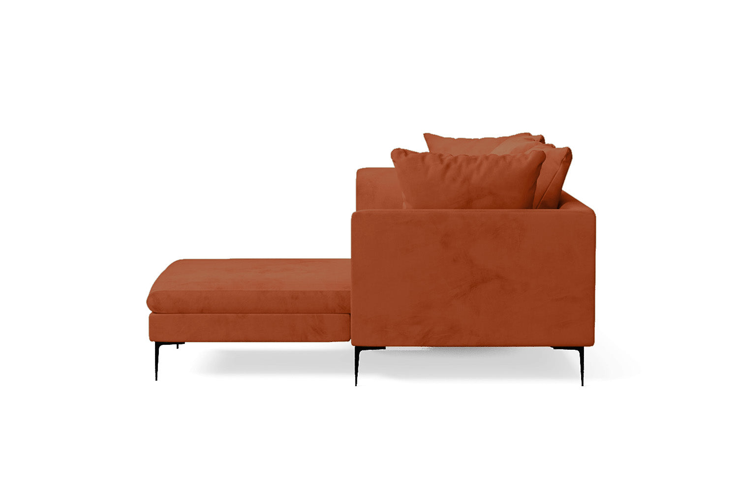 Aprilia 3 Seater Right Hand Facing Chaise Lounge Corner Sofa Orange Velvet