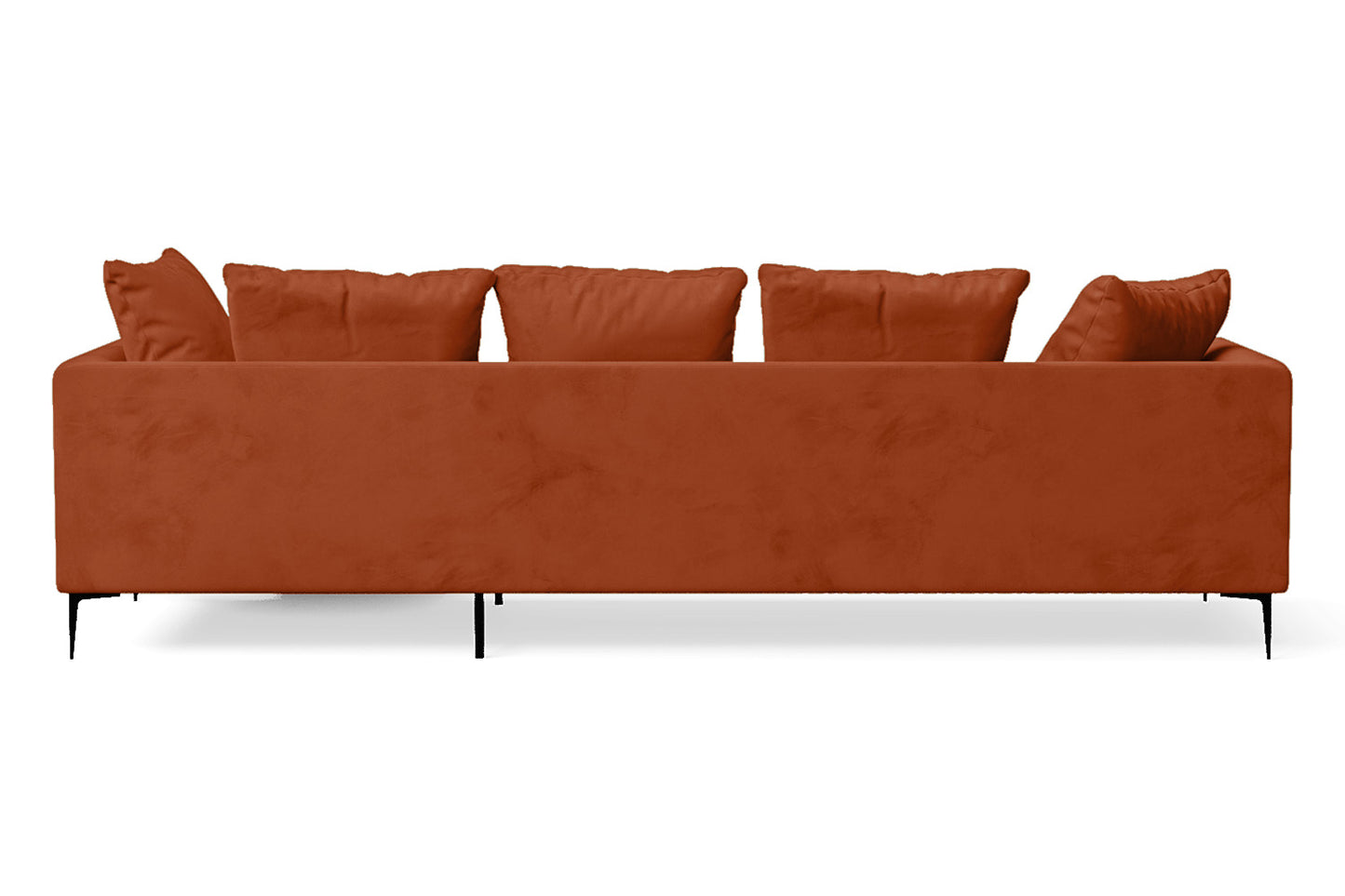 Aprilia 3 Seater Right Hand Facing Chaise Lounge Corner Sofa Orange Velvet