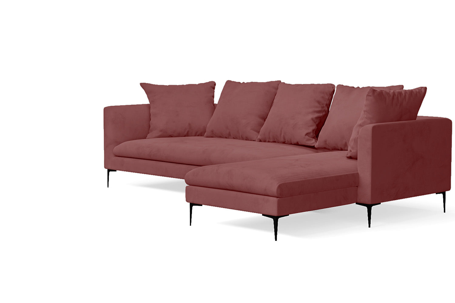 Aprilia 3 Seater Right Hand Facing Chaise Lounge Corner Sofa Pink Velvet