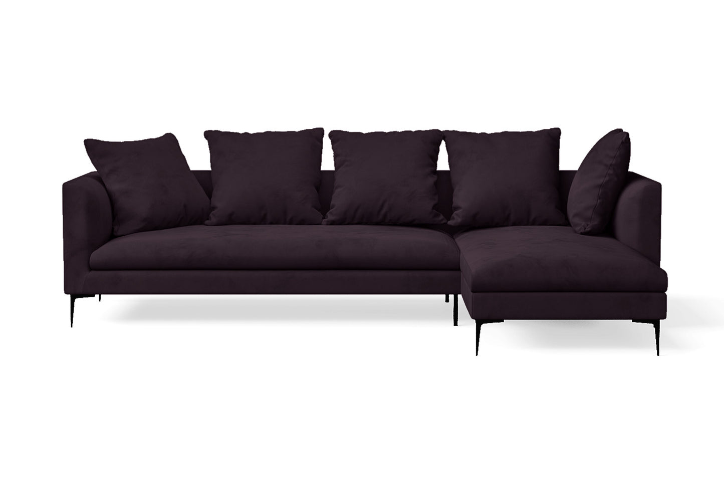 Aprilia 3 Seater Right Hand Facing Chaise Lounge Corner Sofa Purple Velvet