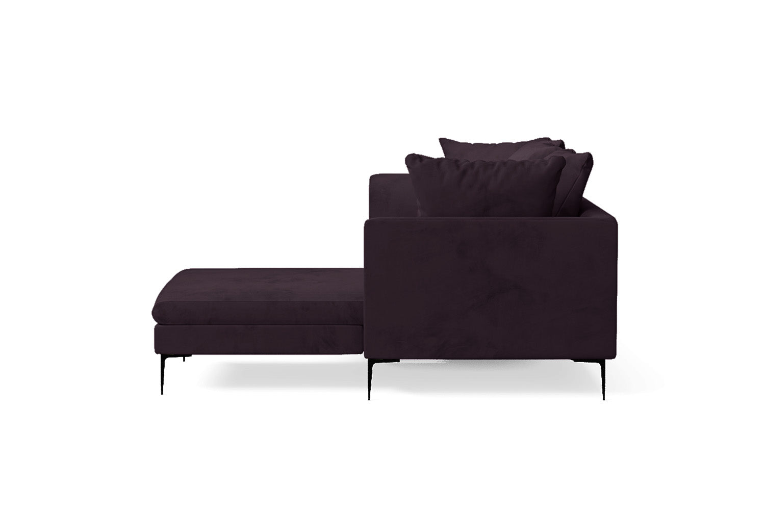 Aprilia 3 Seater Right Hand Facing Chaise Lounge Corner Sofa Purple Velvet