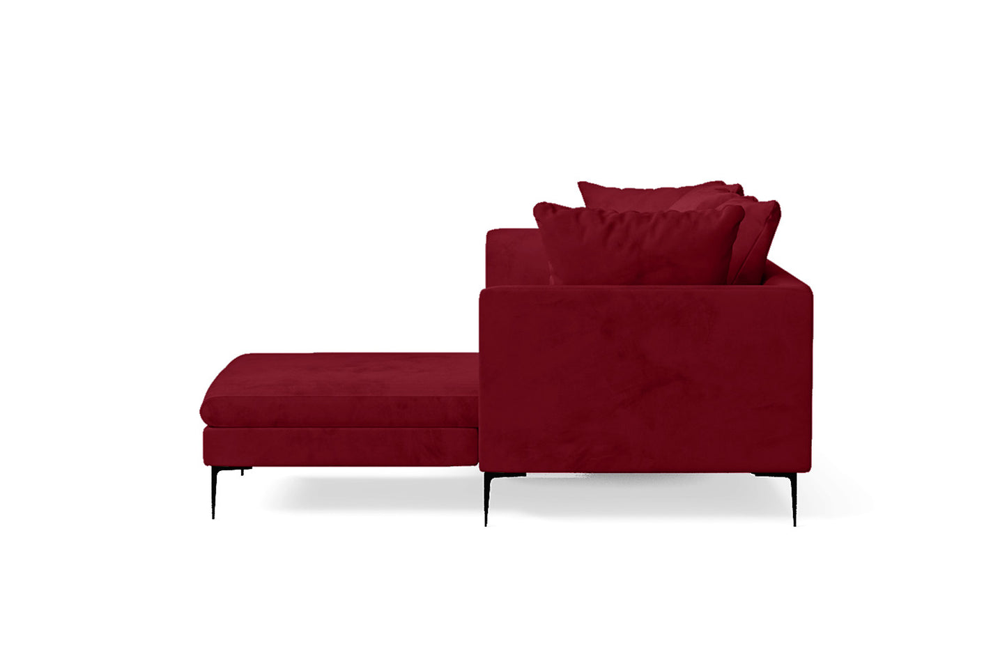 Aprilia 3 Seater Right Hand Facing Chaise Lounge Corner Sofa Red Velvet