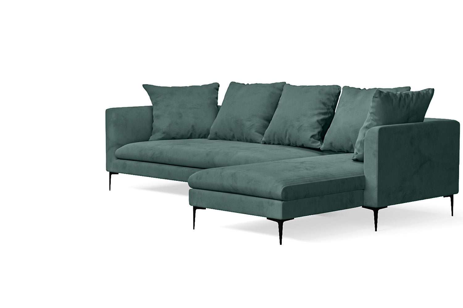 Aprilia 3 Seater Right Hand Facing Chaise Lounge Corner Sofa Teal Velvet