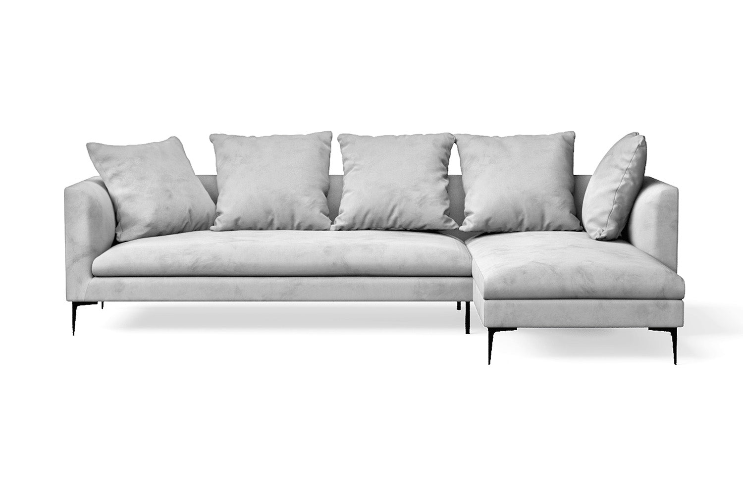 Aprilia 3 Seater Right Hand Facing Chaise Lounge Corner Sofa White Velvet