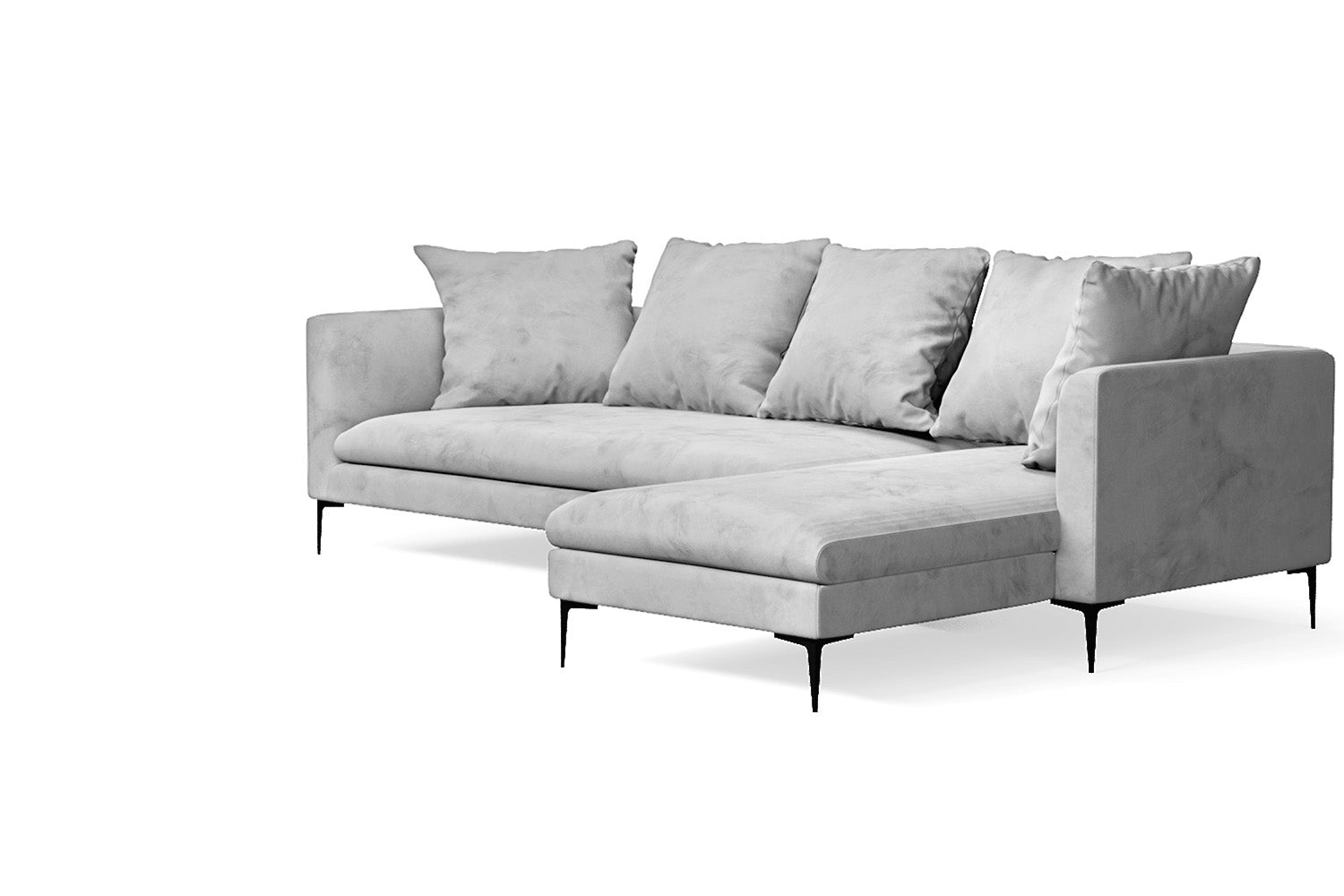 Aprilia 3 Seater Right Hand Facing Chaise Lounge Corner Sofa White Velvet