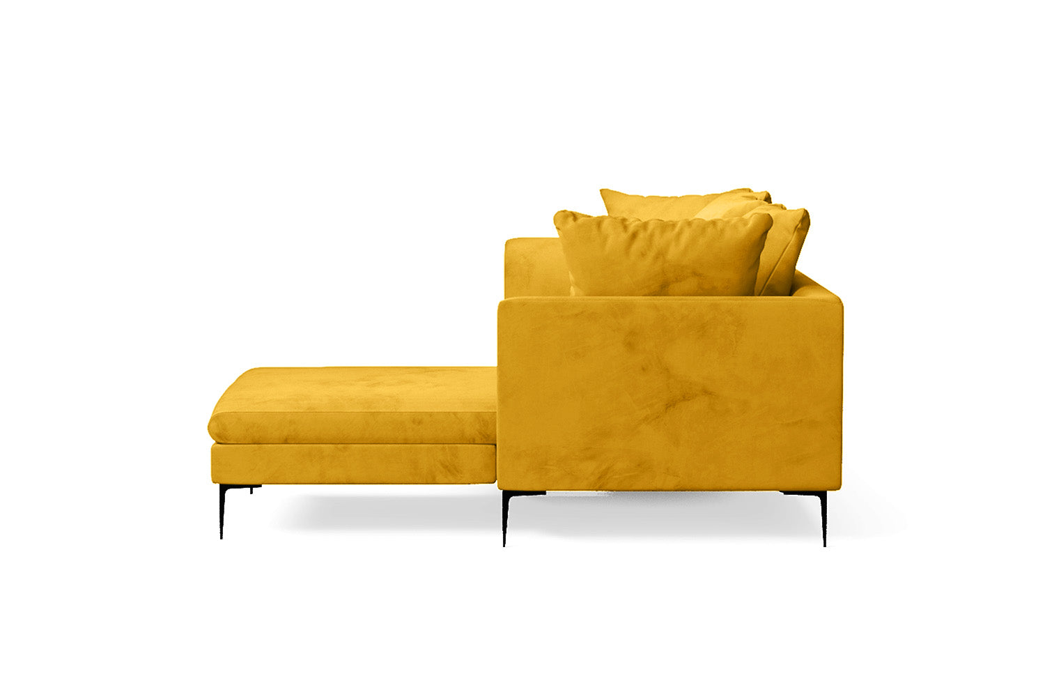 Aprilia 3 Seater Right Hand Facing Chaise Lounge Corner Sofa Yellow Velvet