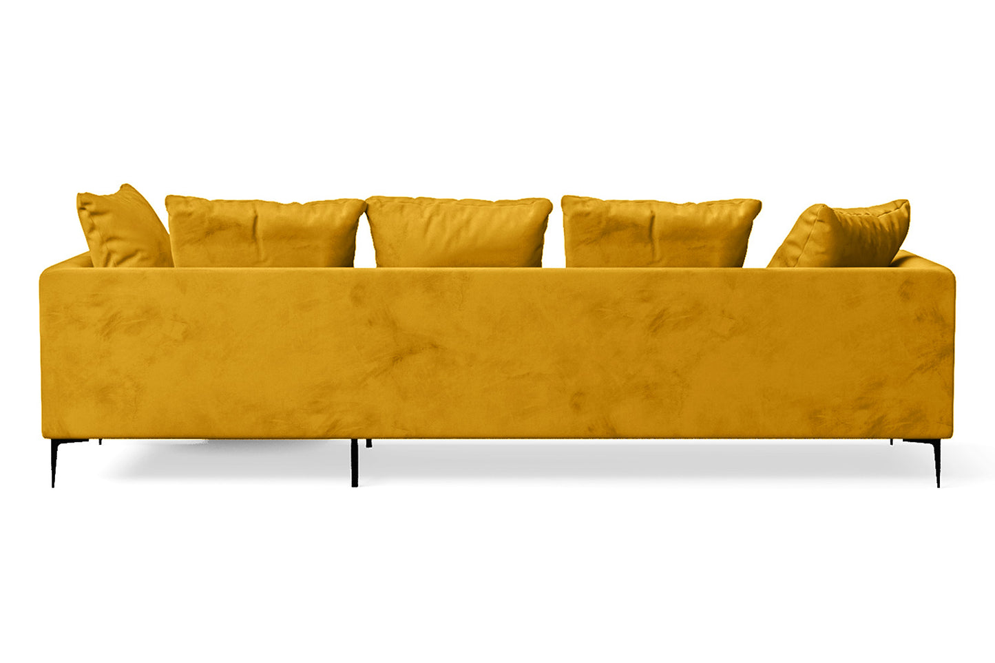 Aprilia 3 Seater Right Hand Facing Chaise Lounge Corner Sofa Yellow Velvet