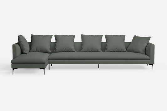 Aprilia 4 Seater Left Hand Facing Chaise Lounge Corner Sofa Lush Leather