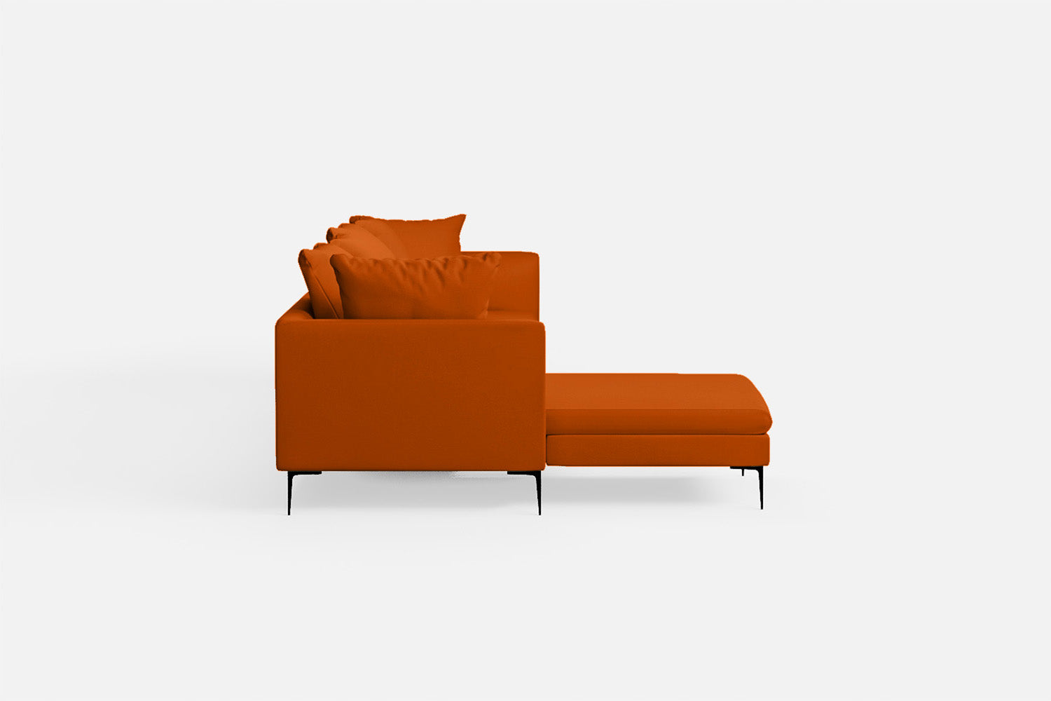 Aprilia 4 Seater Left Hand Facing Chaise Lounge Corner Sofa Orange Leather