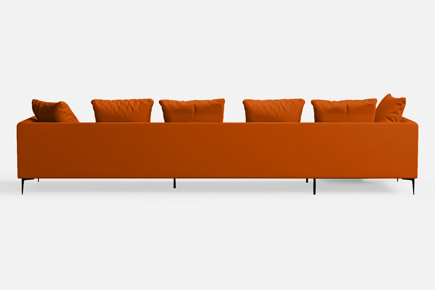 Aprilia 4 Seater Left Hand Facing Chaise Lounge Corner Sofa Orange Leather