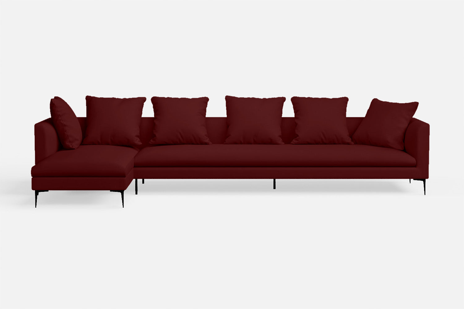 Aprilia 4 Seater Left Hand Facing Chaise Lounge Corner Sofa Red Leather