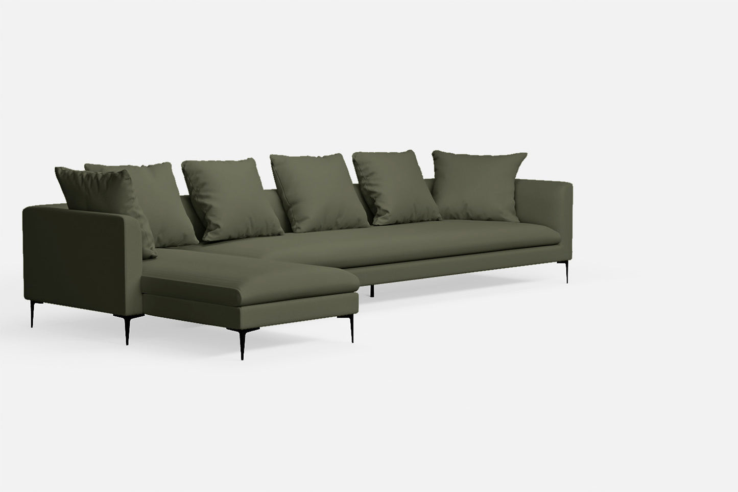 Aprilia 4 Seater Left Hand Facing Chaise Lounge Corner Sofa Sage Leather