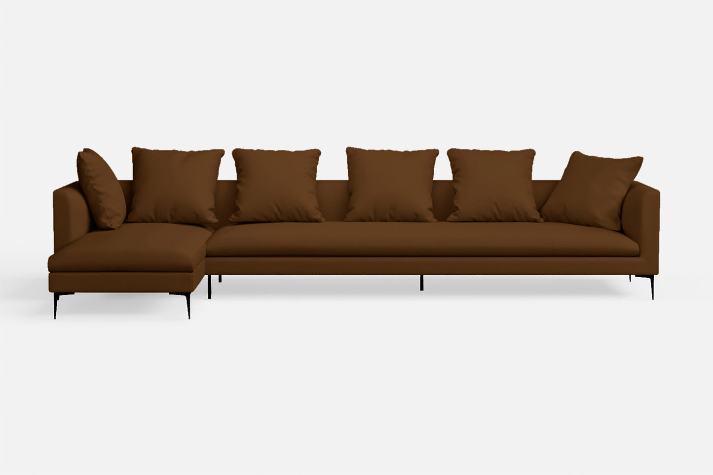 Aprilia 4 Seater Left Hand Facing Chaise Lounge Corner Sofa Walnut Brown Leather