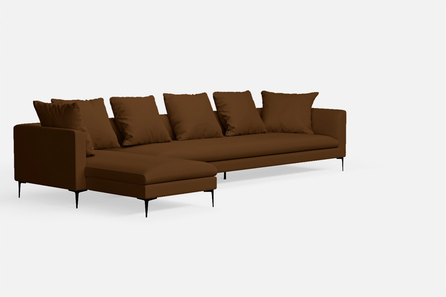 Aprilia 4 Seater Left Hand Facing Chaise Lounge Corner Sofa Walnut Brown Leather