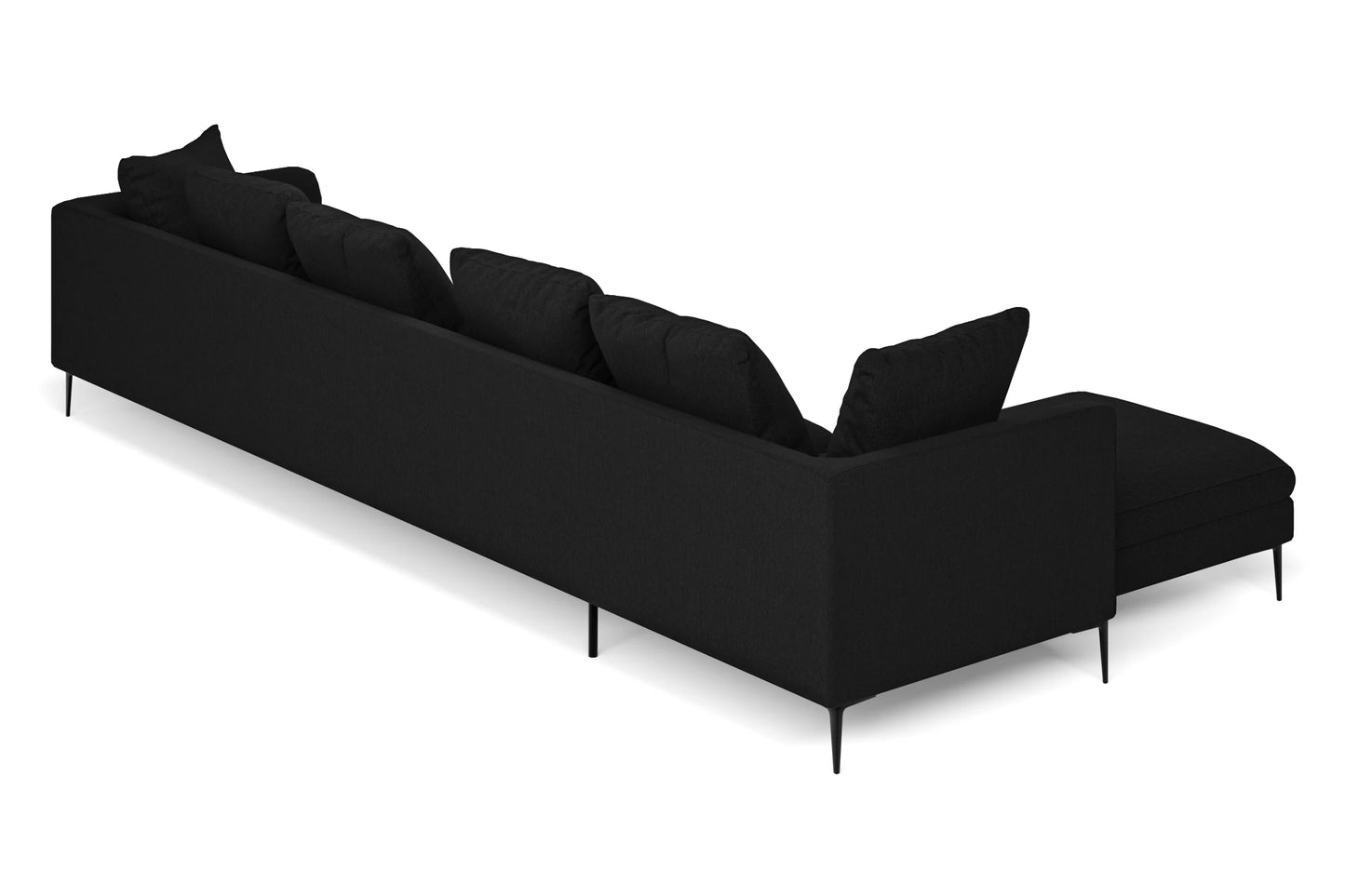 Aprilia 4 Seater Left Hand Facing Chaise Lounge Corner Sofa Black Linen Fabric