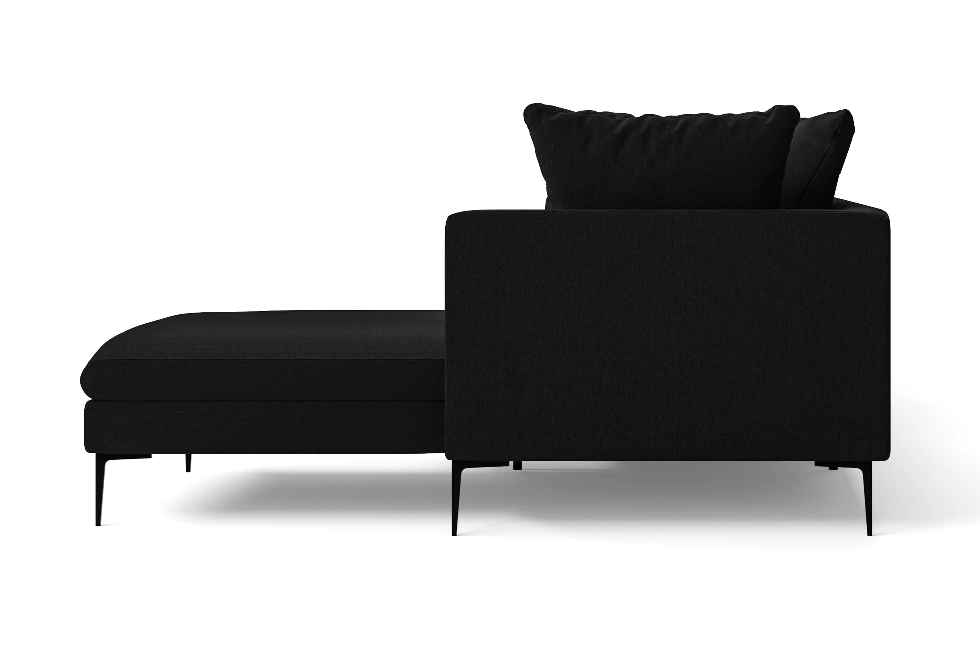 Aprilia 4 Seater Left Hand Facing Chaise Lounge Corner Sofa Black Linen Fabric