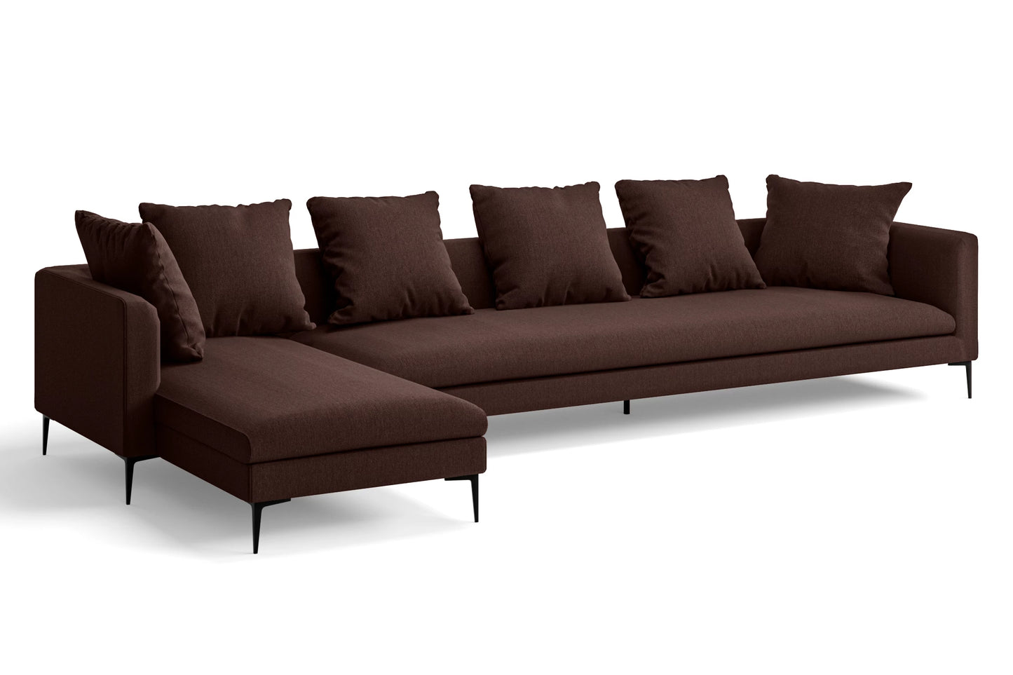 Aprilia 4 Seater Left Hand Facing Chaise Lounge Corner Sofa Coffee Brown Linen Fabric