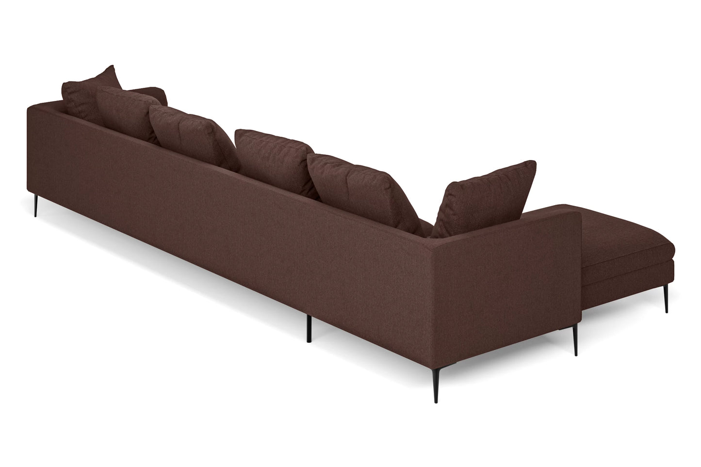 Aprilia 4 Seater Left Hand Facing Chaise Lounge Corner Sofa Coffee Brown Linen Fabric