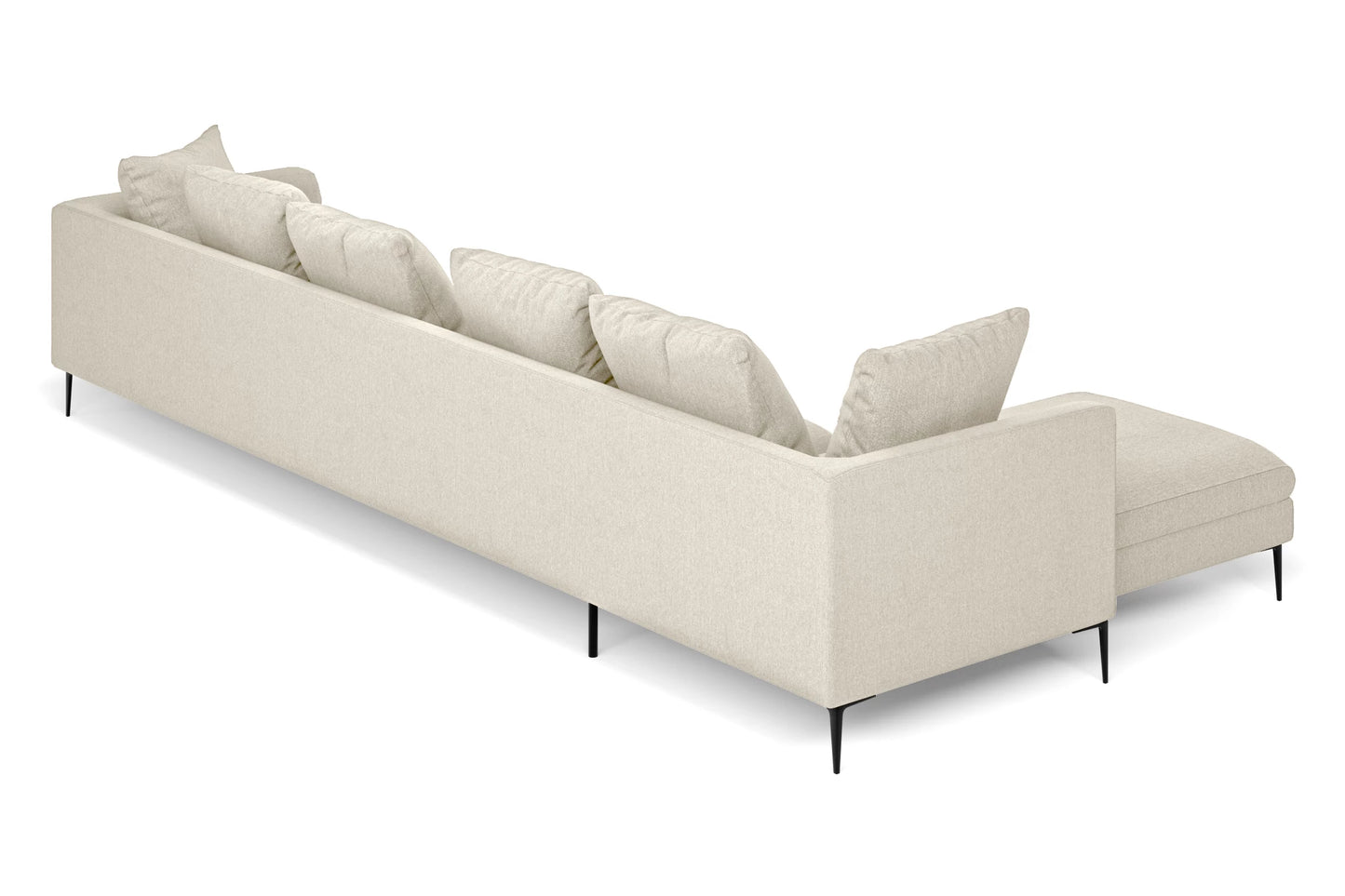 Aprilia 4 Seater Left Hand Facing Chaise Lounge Corner Sofa Cream Linen Fabric