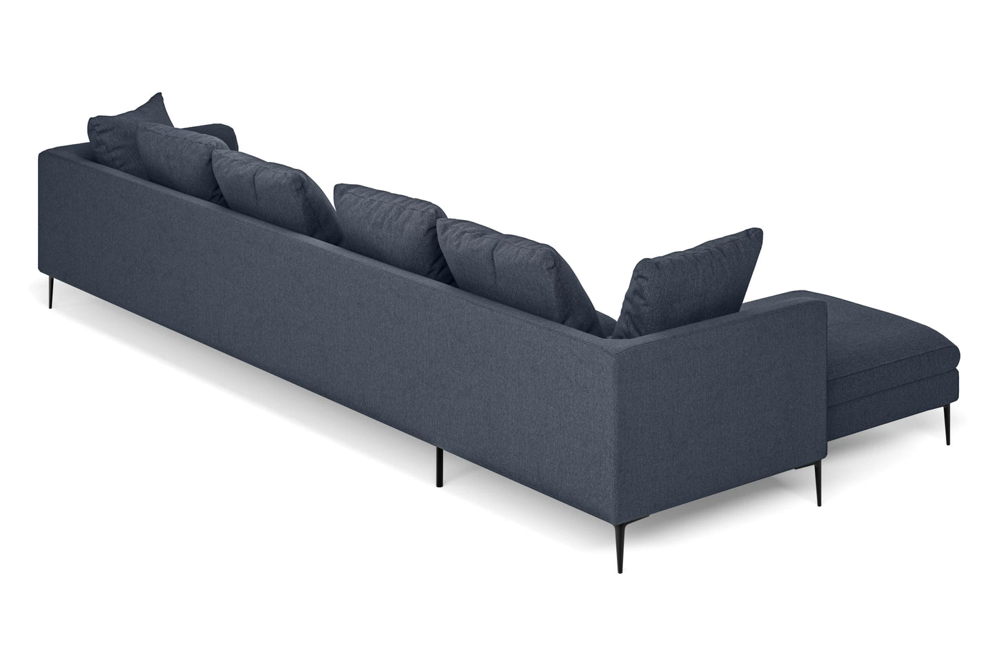 Aprilia 4 Seater Left Hand Facing Chaise Lounge Corner Sofa Dark Blue Linen Fabric