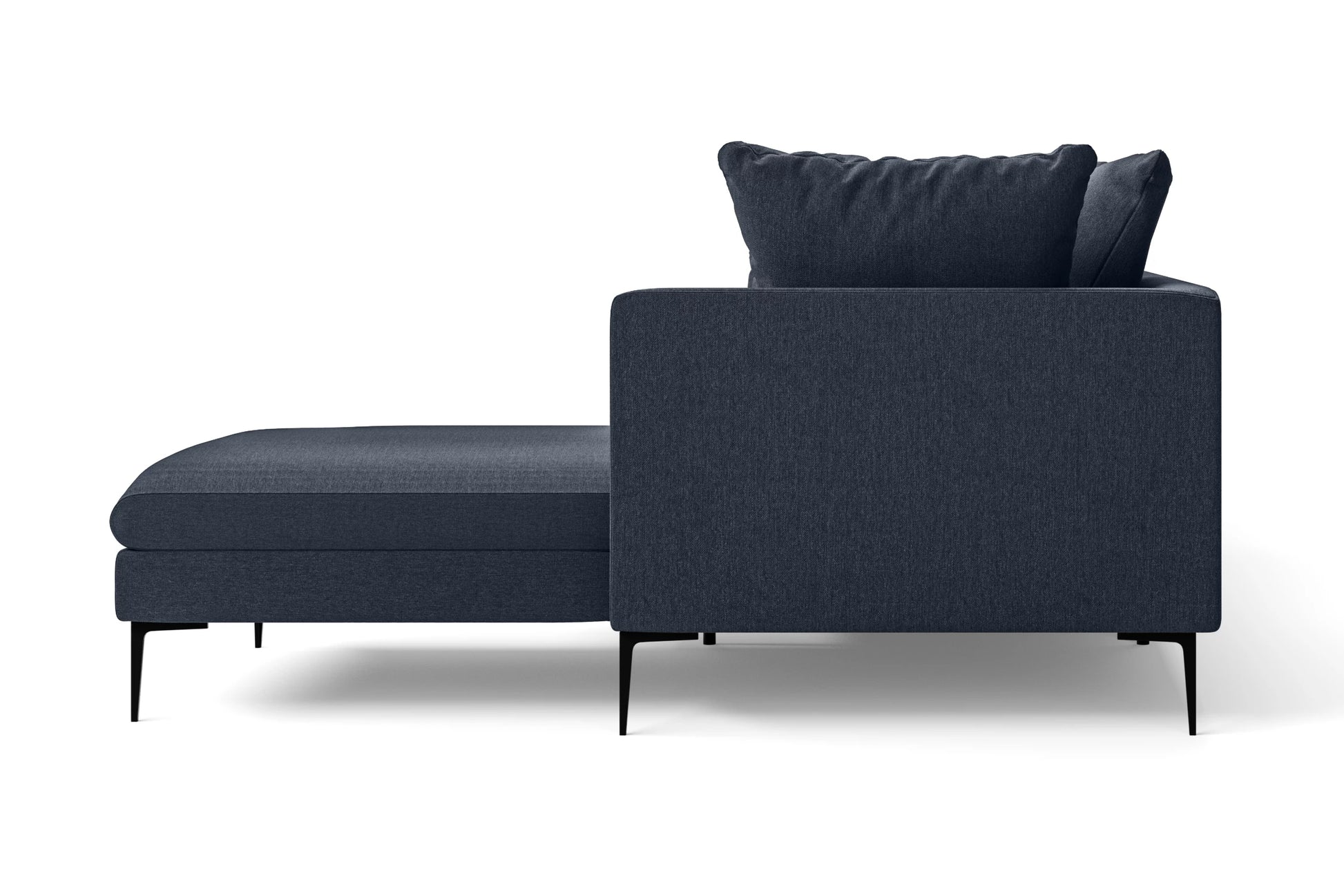 Aprilia 4 Seater Left Hand Facing Chaise Lounge Corner Sofa Dark Blue Linen Fabric