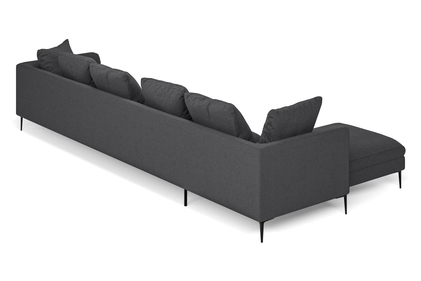 Aprilia 4 Seater Left Hand Facing Chaise Lounge Corner Sofa Dark Grey Linen Fabric