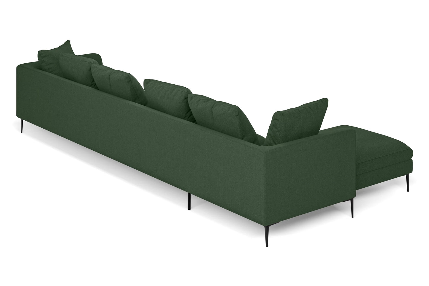 Aprilia 4 Seater Left Hand Facing Chaise Lounge Corner Sofa Forest Green Linen Fabric