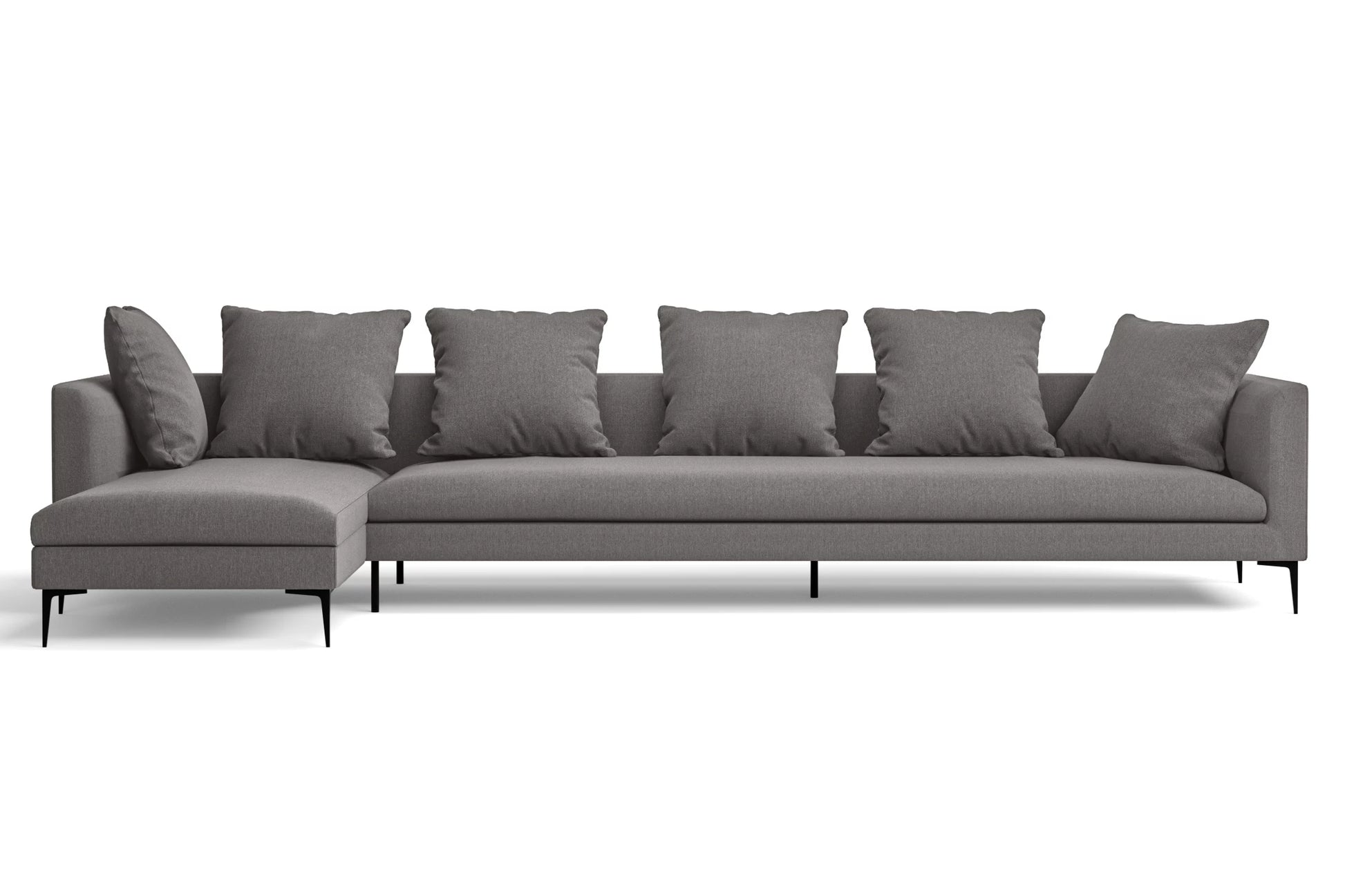 Aprilia 4 Seater Left Hand Facing Chaise Lounge Corner Sofa Grey Linen Fabric