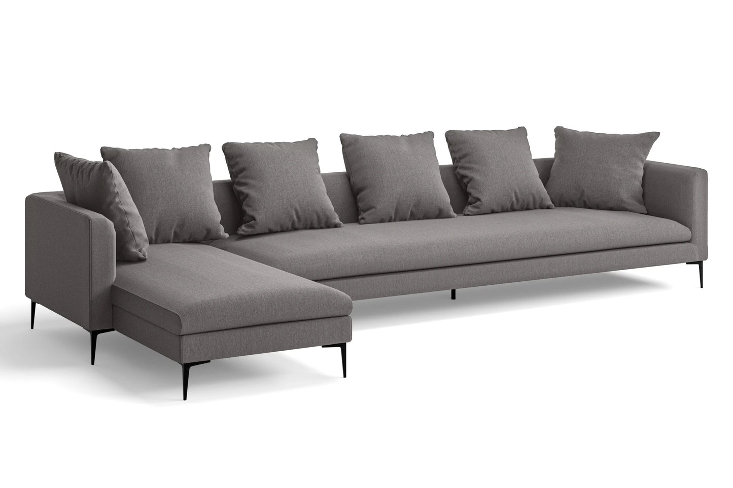 Aprilia 4 Seater Left Hand Facing Chaise Lounge Corner Sofa Grey Linen Fabric