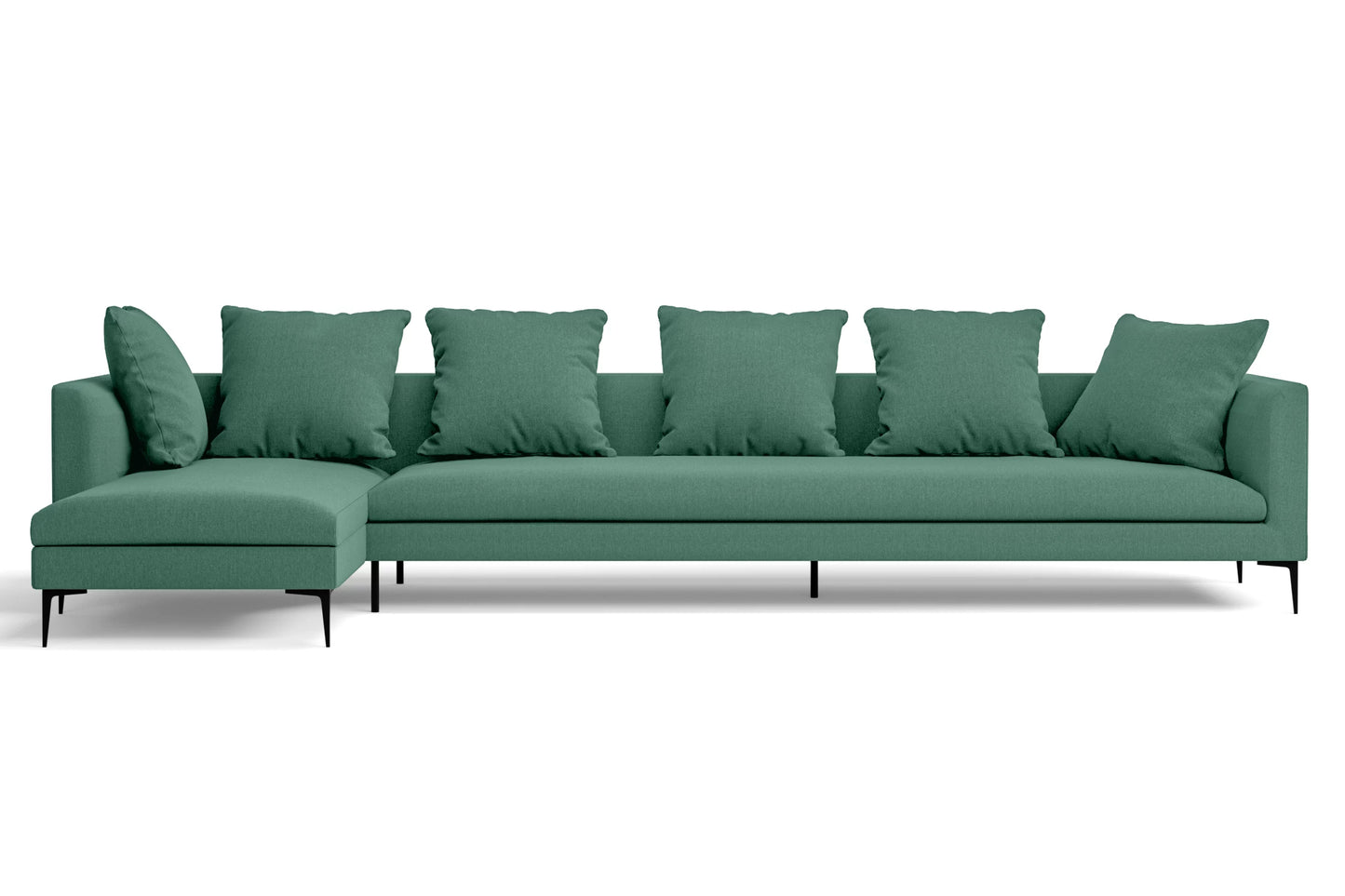 Aprilia 4 Seater Left Hand Facing Chaise Lounge Corner Sofa Mint Green Linen Fabric