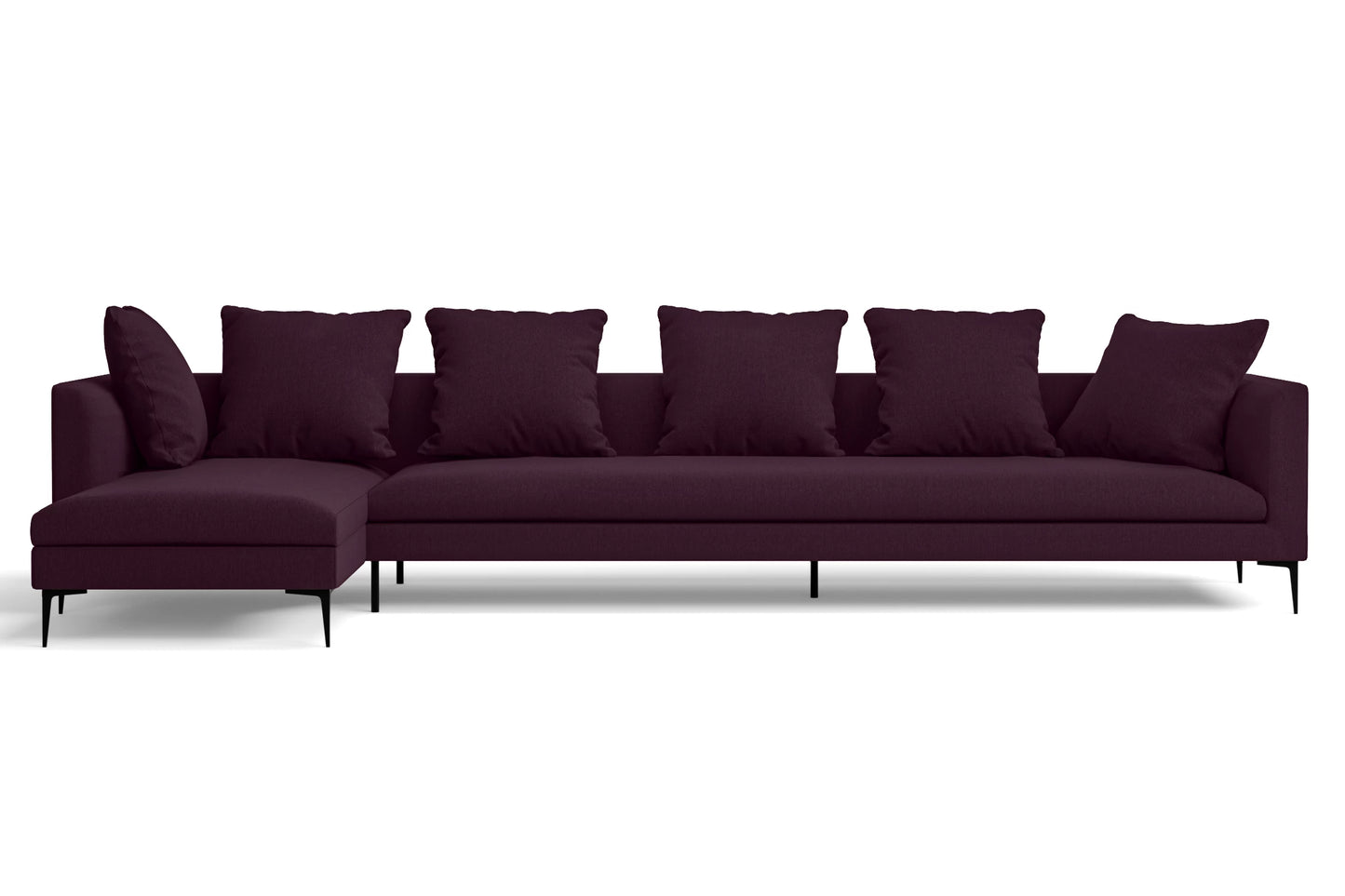 Aprilia 4 Seater Left Hand Facing Chaise Lounge Corner Sofa Purple Linen Fabric