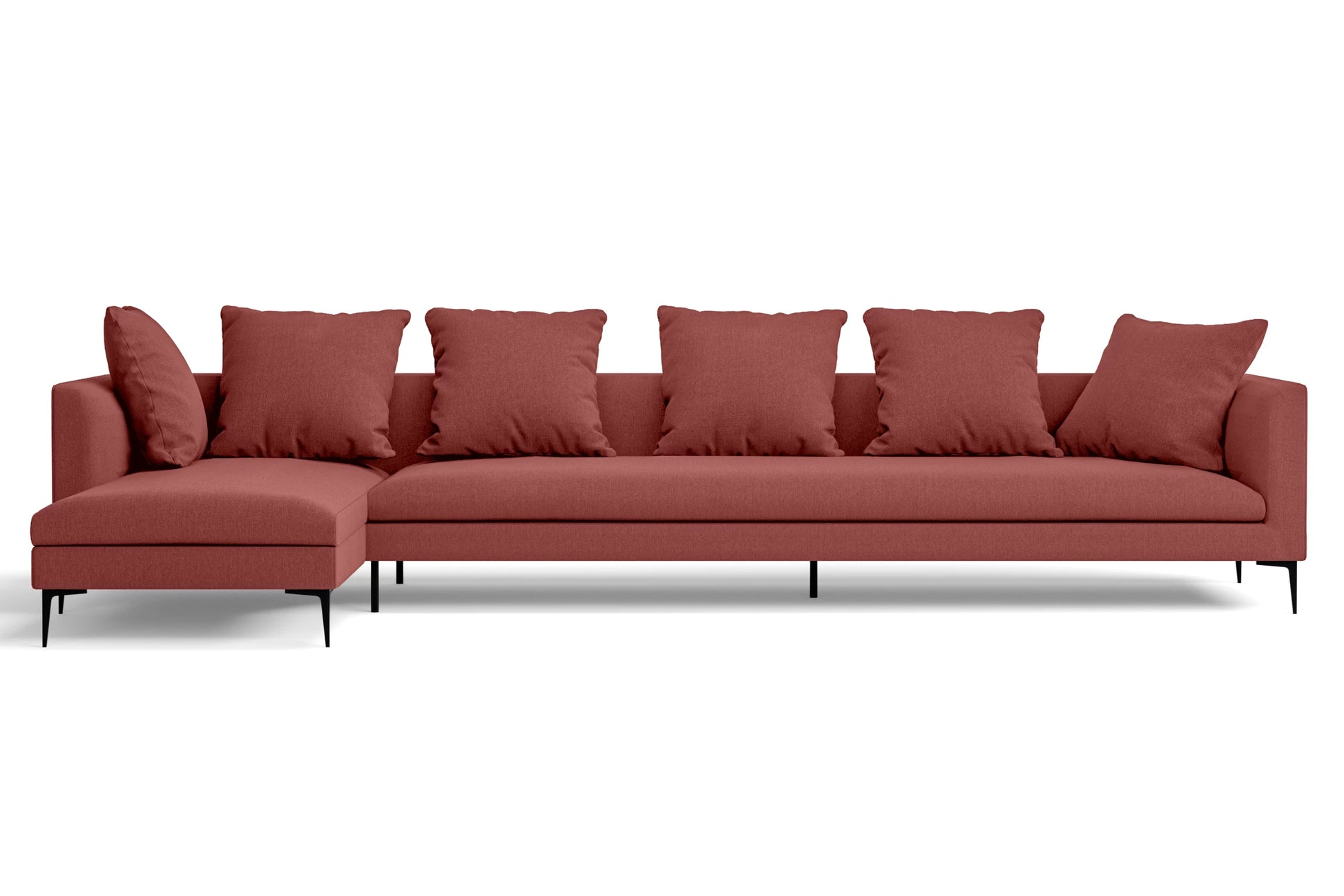 Aprilia 4 Seater Left Hand Facing Chaise Lounge Corner Sofa Rose Pink Linen Fabric