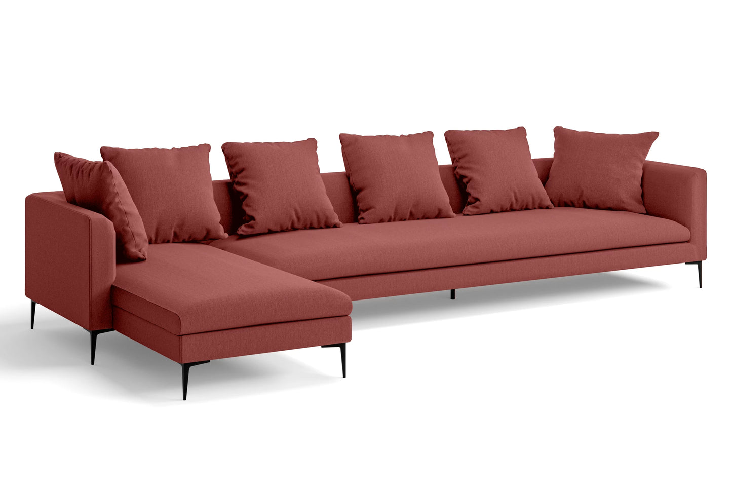 Aprilia 4 Seater Left Hand Facing Chaise Lounge Corner Sofa Rose Pink Linen Fabric