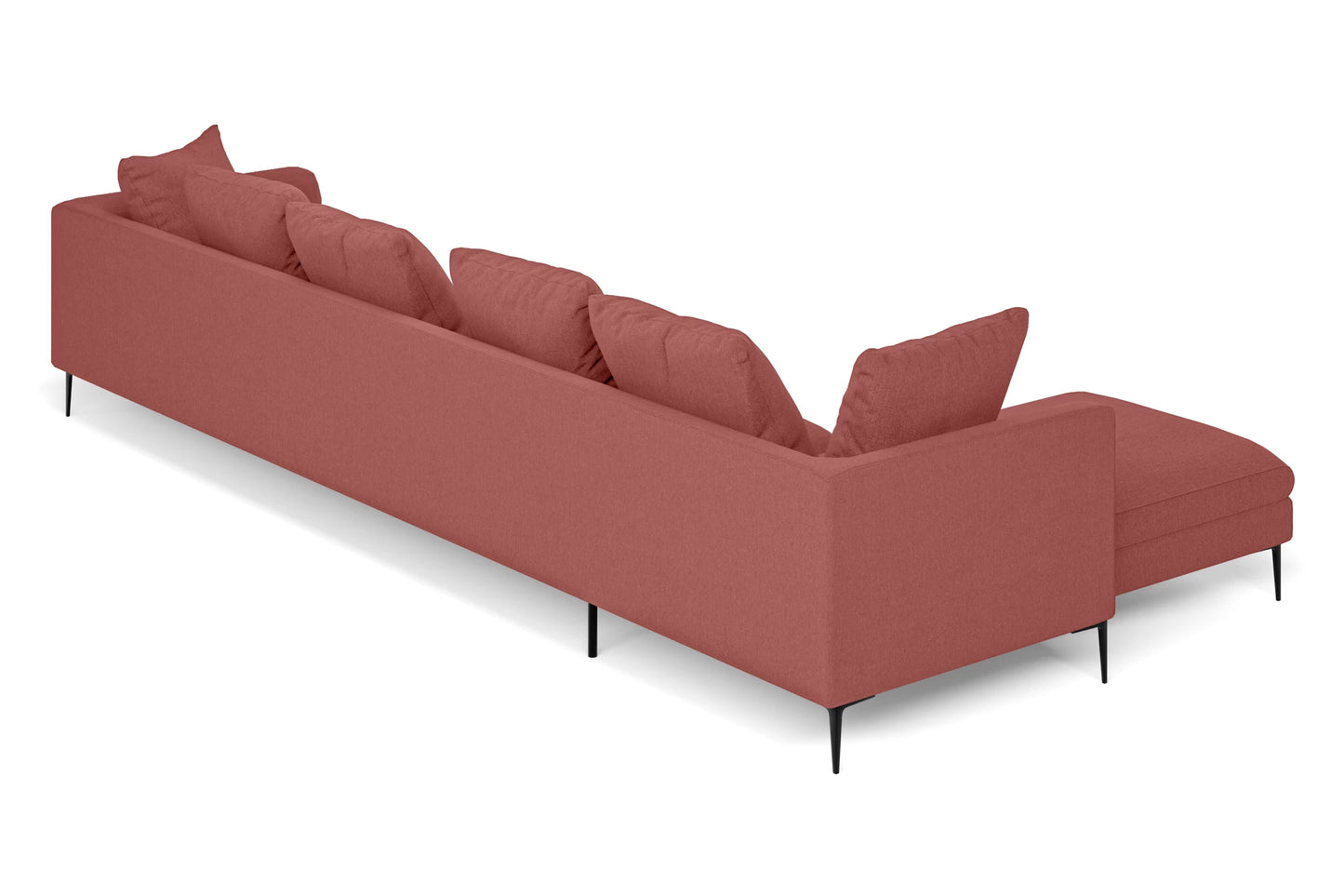 Aprilia 4 Seater Left Hand Facing Chaise Lounge Corner Sofa Rose Pink Linen Fabric