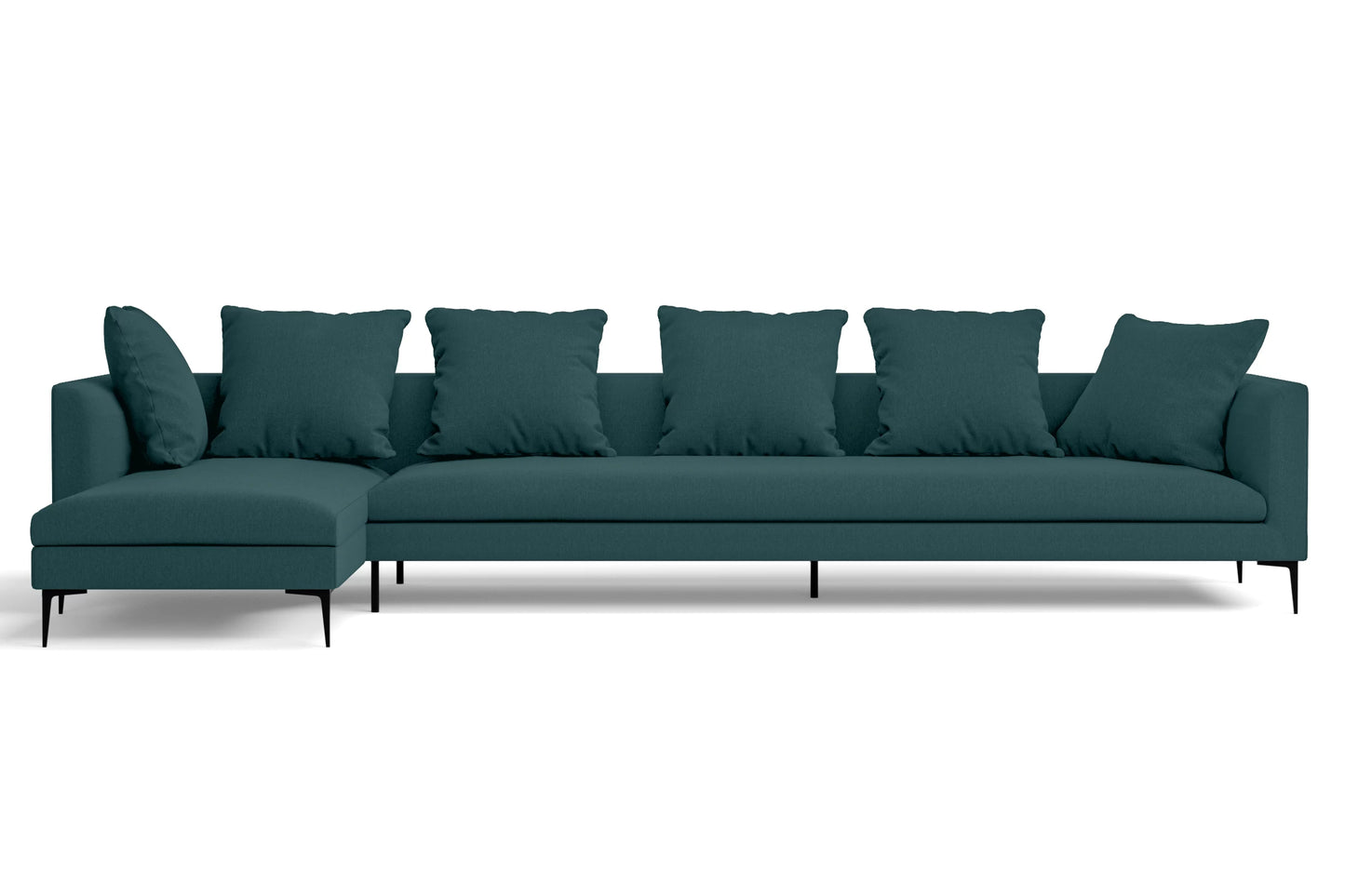 Aprilia 4 Seater Left Hand Facing Chaise Lounge Corner Sofa Teal Linen Fabric