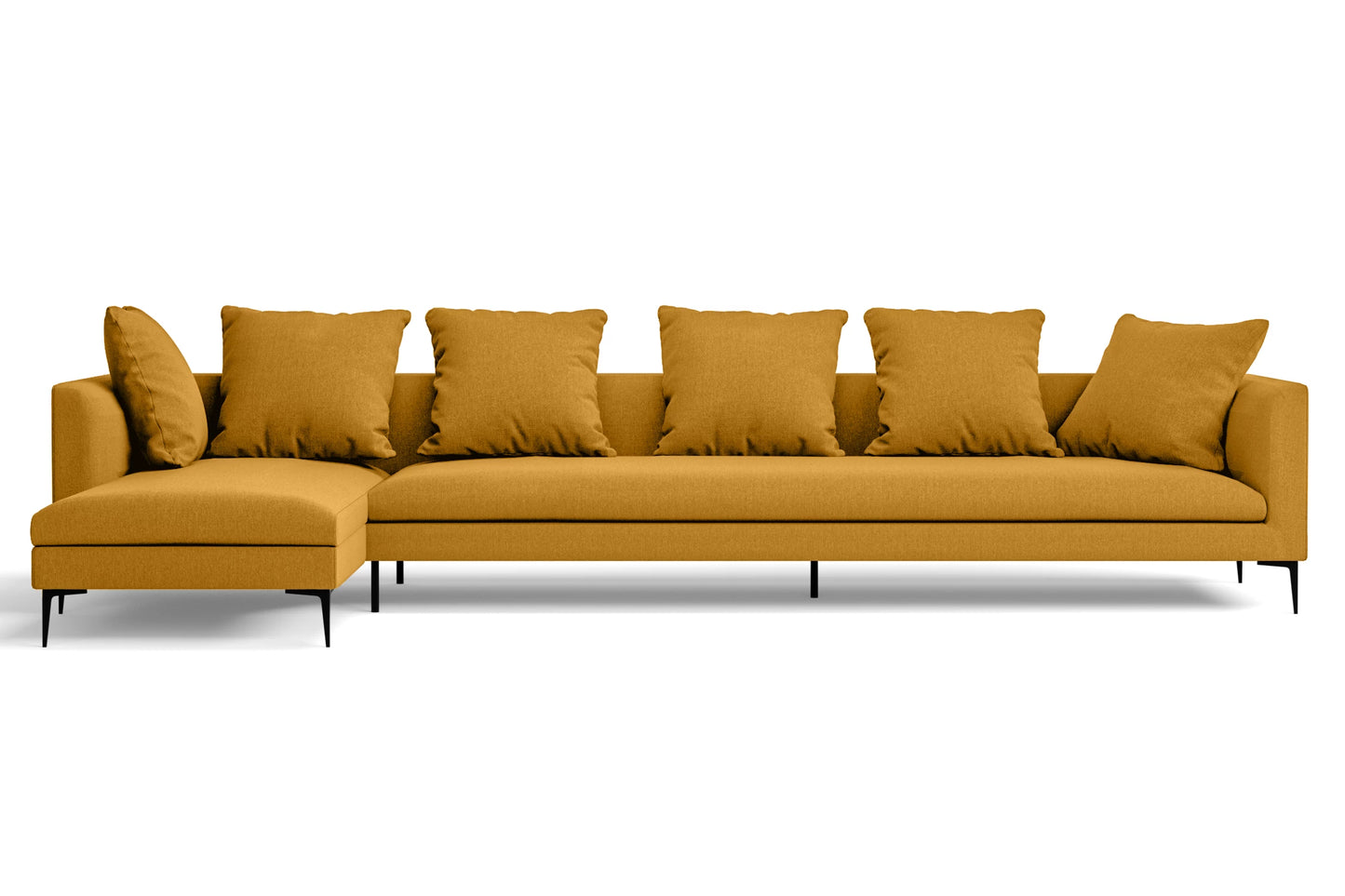 Aprilia 4 Seater Left Hand Facing Chaise Lounge Corner Sofa Yellow Linen Fabric