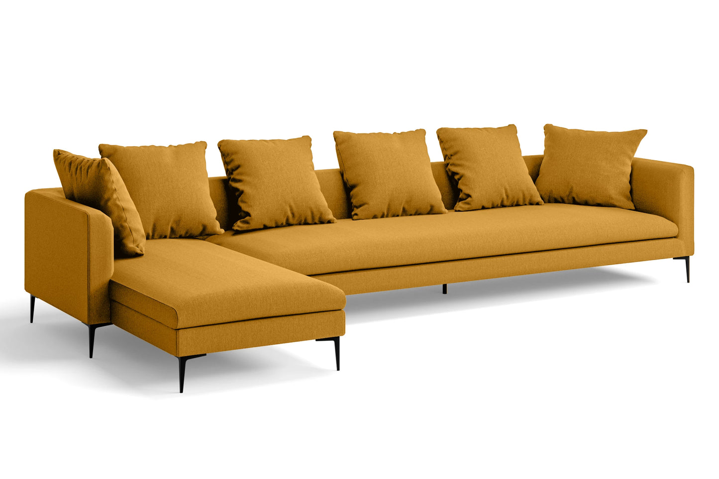 Aprilia 4 Seater Left Hand Facing Chaise Lounge Corner Sofa Yellow Linen Fabric