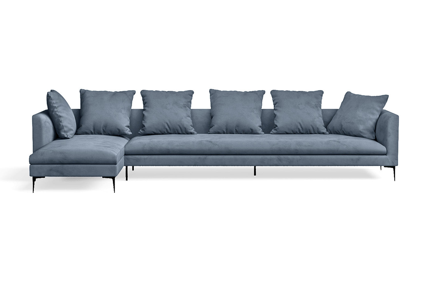 Aprilia 4 Seater Left Hand Facing Chaise Lounge Corner Sofa Baby Blue Velvet