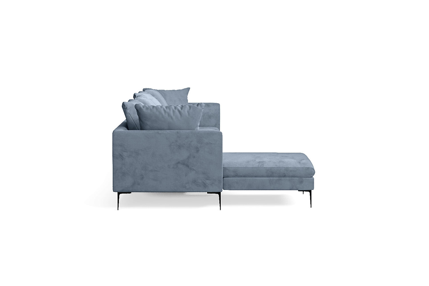 Aprilia 4 Seater Left Hand Facing Chaise Lounge Corner Sofa Baby Blue Velvet