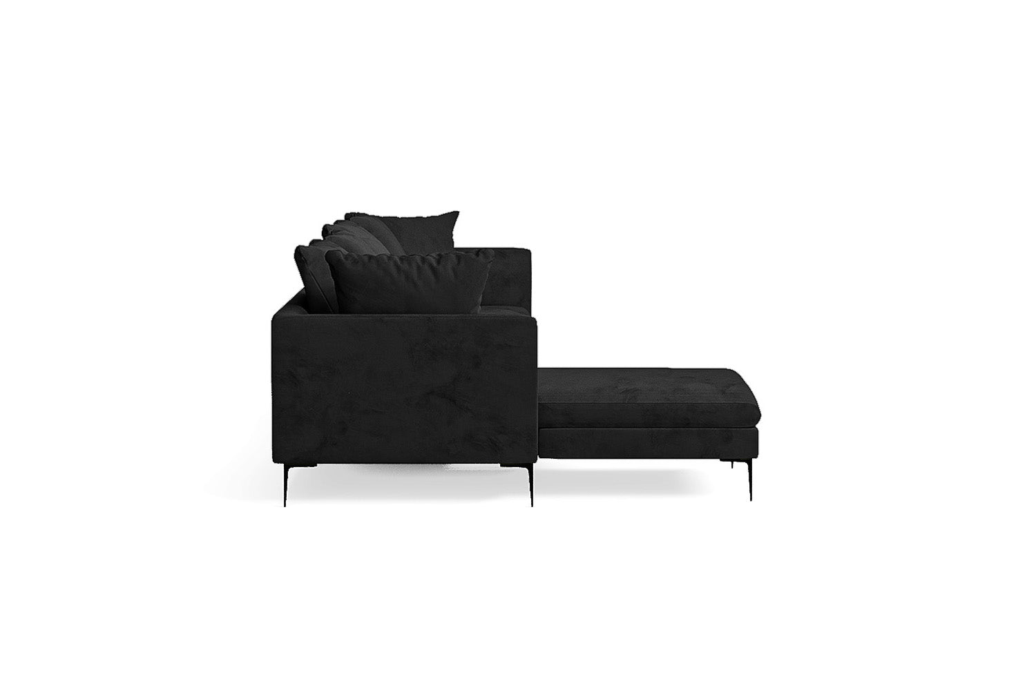 Aprilia 4 Seater Left Hand Facing Chaise Lounge Corner Sofa Black Velvet