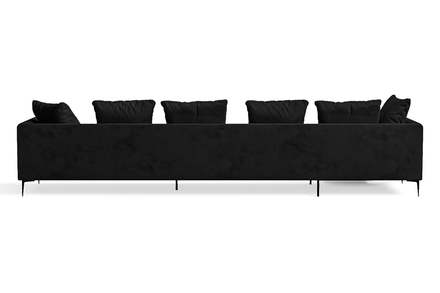 Aprilia 4 Seater Left Hand Facing Chaise Lounge Corner Sofa Black Velvet