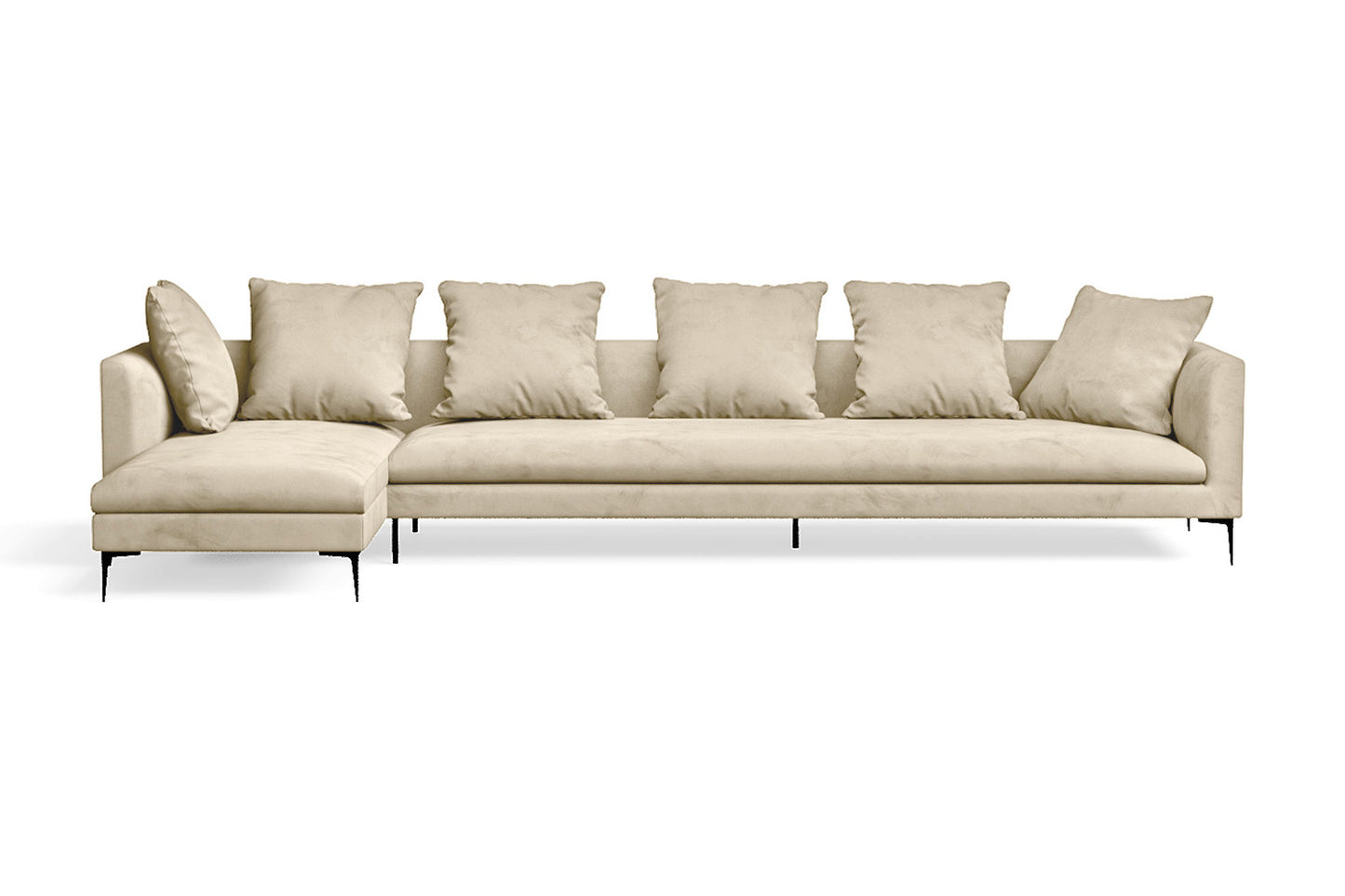 Aprilia 4 Seater Left Hand Facing Chaise Lounge Corner Sofa Cream Velvet