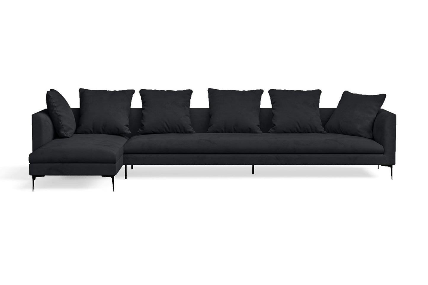 Aprilia 4 Seater Left Hand Facing Chaise Lounge Corner Sofa Dark Grey Velvet