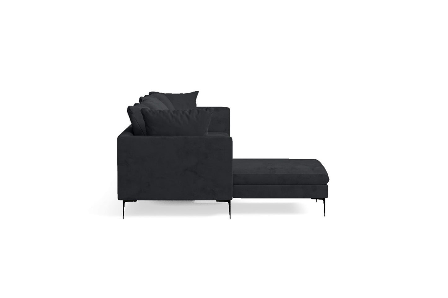 Aprilia 4 Seater Left Hand Facing Chaise Lounge Corner Sofa Dark Grey Velvet