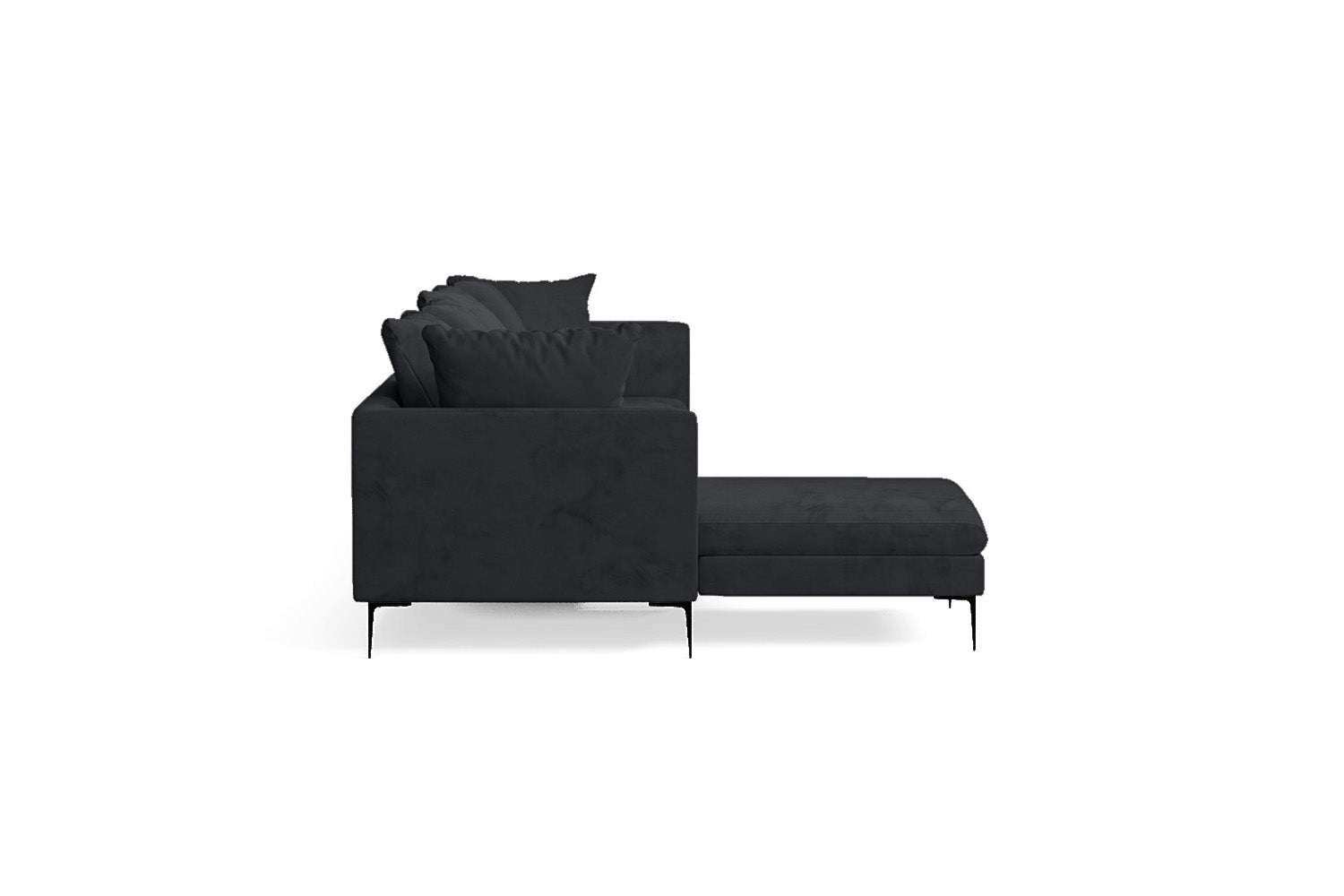 Aprilia 4 Seater Left Hand Facing Chaise Lounge Corner Sofa Dark Grey Velvet