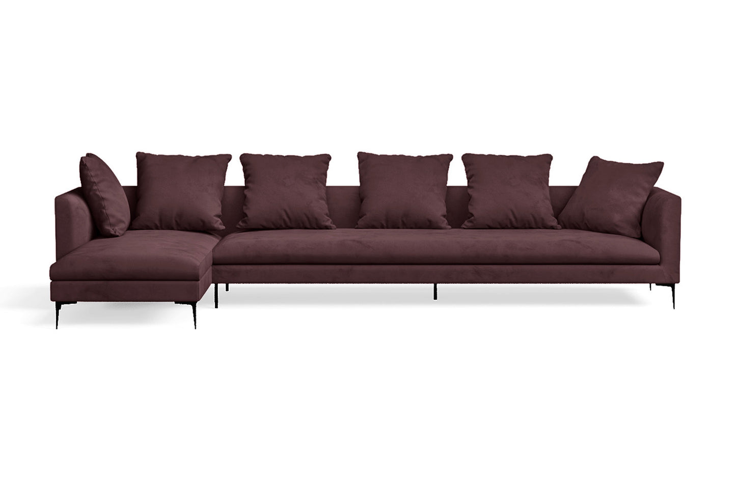 Aprilia 4 Seater Left Hand Facing Chaise Lounge Corner Sofa Grape Velvet