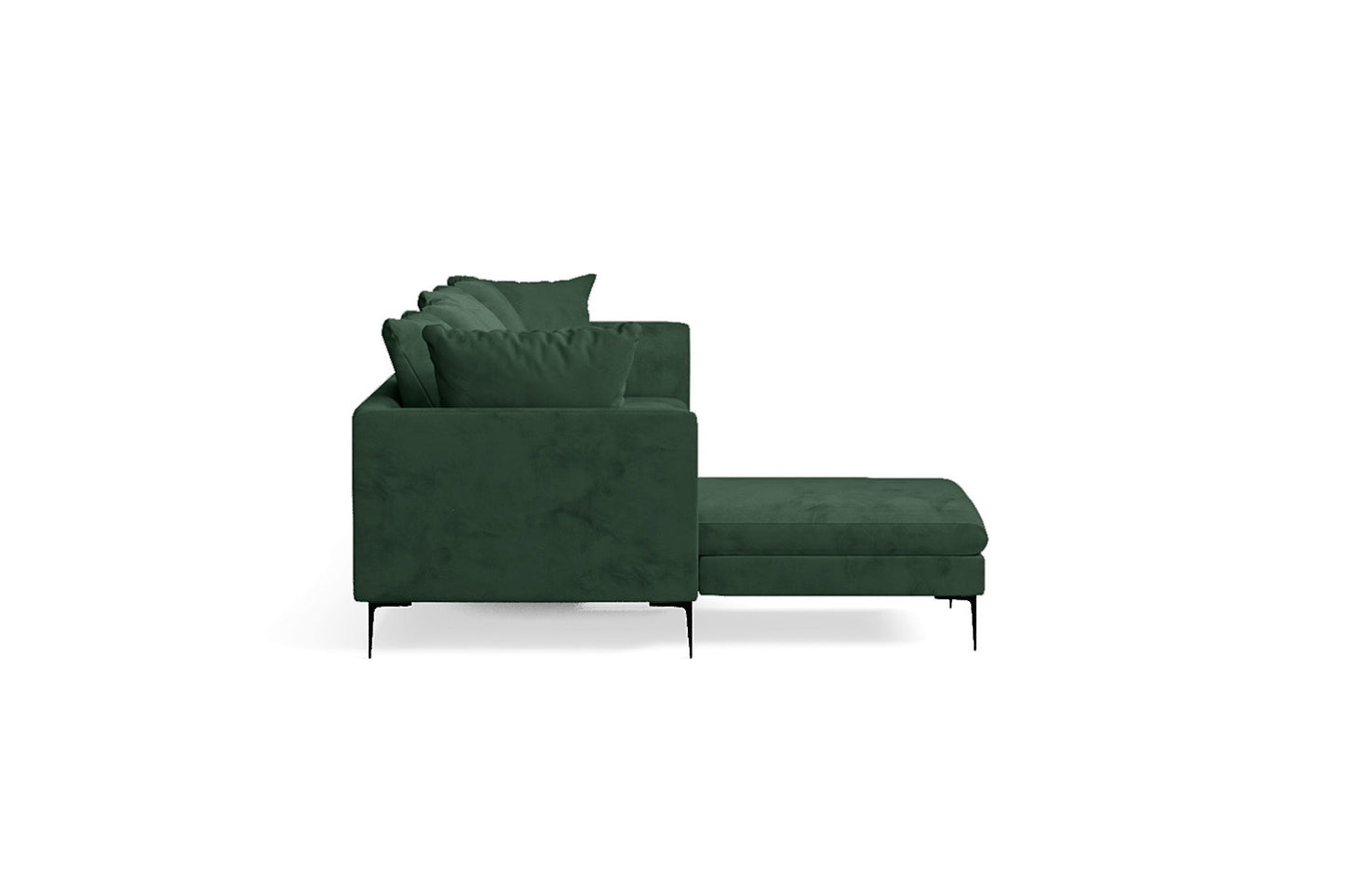 Aprilia 4 Seater Left Hand Facing Chaise Lounge Corner Sofa Green Velvet