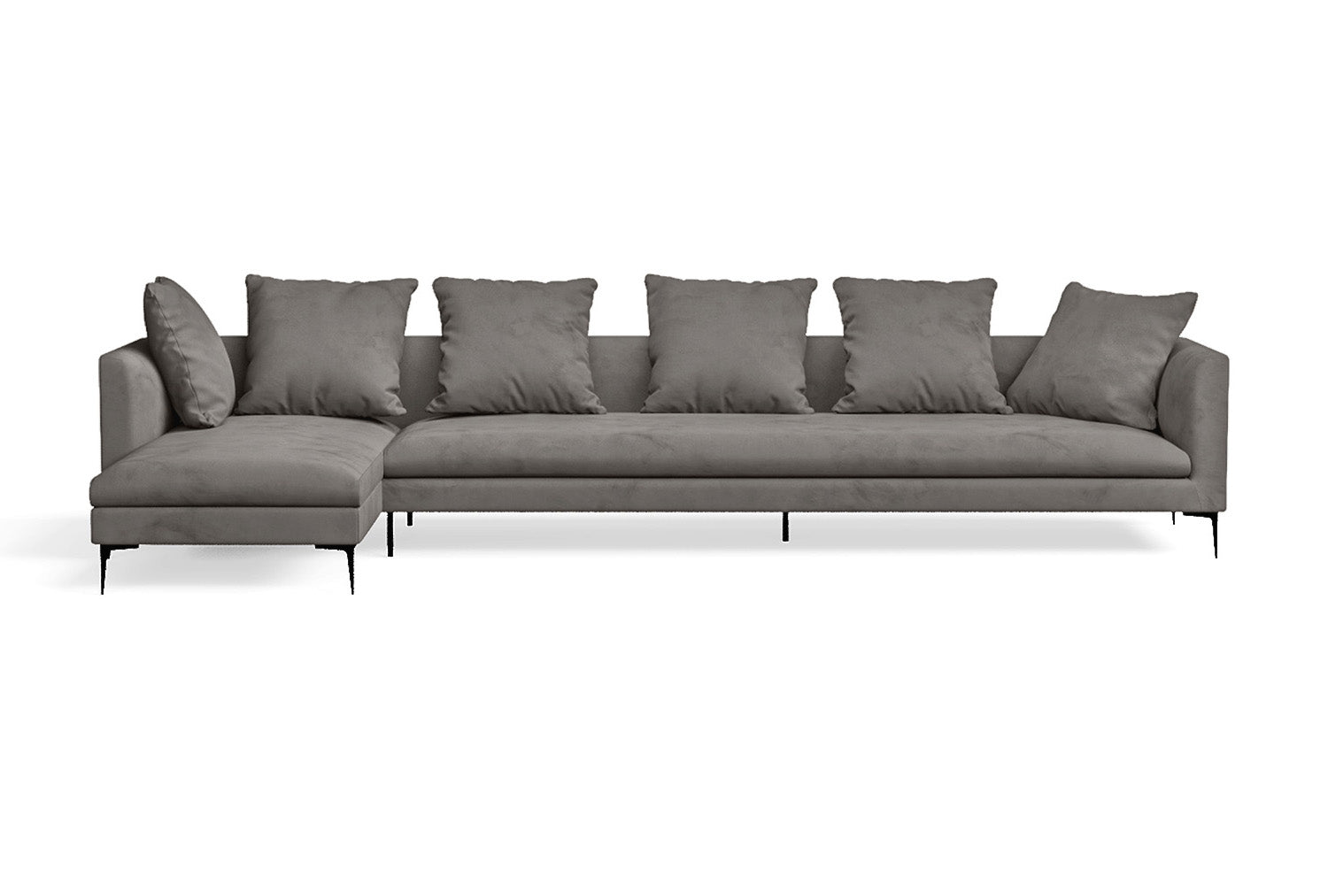 Aprilia 4 Seater Left Hand Facing Chaise Lounge Corner Sofa Grey Velvet