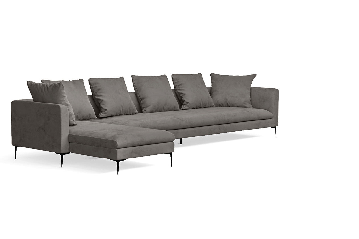 Aprilia 4 Seater Left Hand Facing Chaise Lounge Corner Sofa Grey Velvet